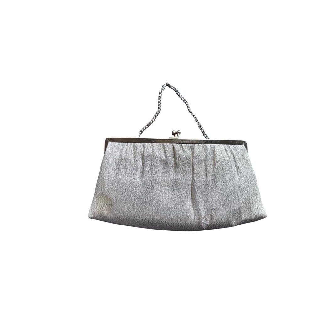Vintage‎ Andi Gold Metallic Evening Clutch Bag Kiss Lock Chain Strap Formal